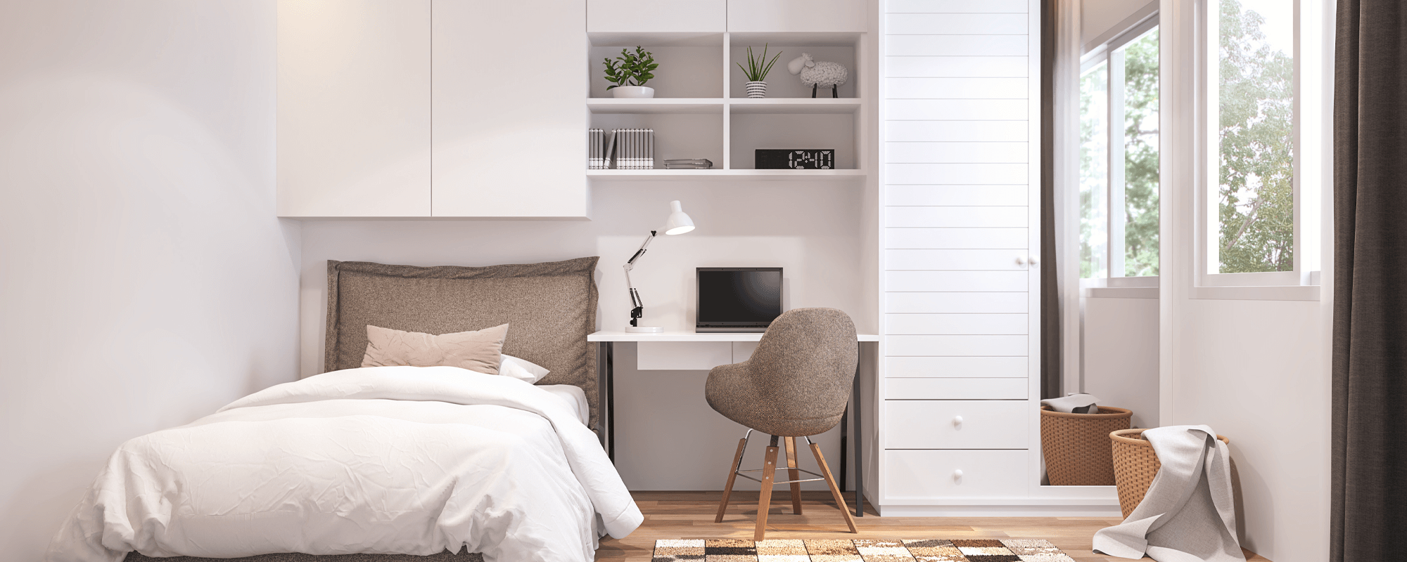 chambre avec rangement optimisé